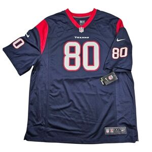 New Nike NFL Houston Texans Andre Johnson 80 Game Jersey Mens 2XL XXL Navy Blue‎